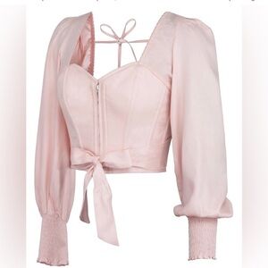 NWOT Corset Story Blossom Prairie Pink Cropped Corset Elasticated Back Top